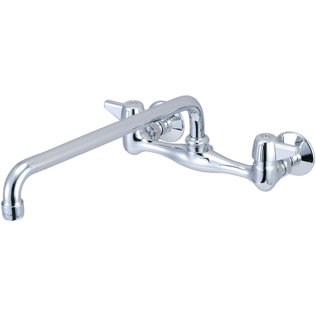 CENTRAL BRASS Two Handle Wallmount Kitchen Faucet, NPT, Wallmount, Polished Chrome, Overall Width: 10" 0047-TA4